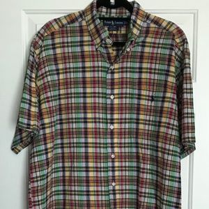 Vtg RALPH LAUREN Polo CUSTOM Men Plaid LS Shirt XL
